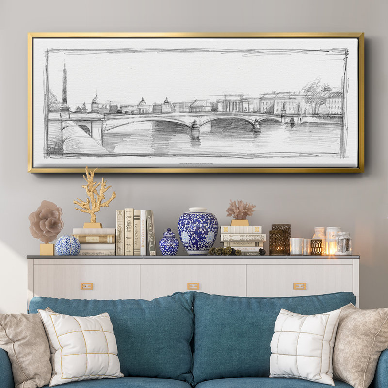 Pont du Carroussel- Framed Canvas, 24" H x 60" W