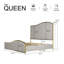 Cadre de lit Duncanville Queen capitonné avec tête et pied de lit en forme de harpe, gris-131956380-131956381