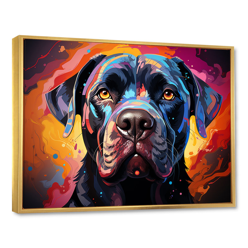 Cane Corso Confidence IV, L 32 po x H 24 po x P 1 po, Cadre flottant doré