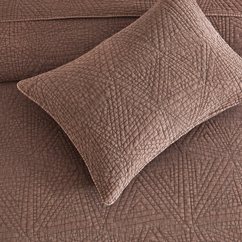 Ensemble de courtepointe Triangles, Lit simple, Espresso