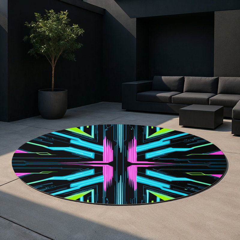 Tapis intérieur et extérieur Pulse Fragments, Rond 5 pi