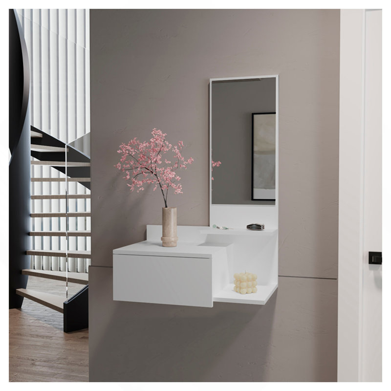 Armoire flottante pour couloir Lowell, salon, blanc