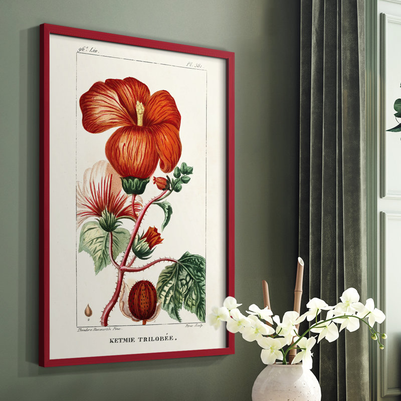 Reproduction encadrée Turpin Tropical Botanicals VII - bois massif, H 10 po x l 8 po, Rouge