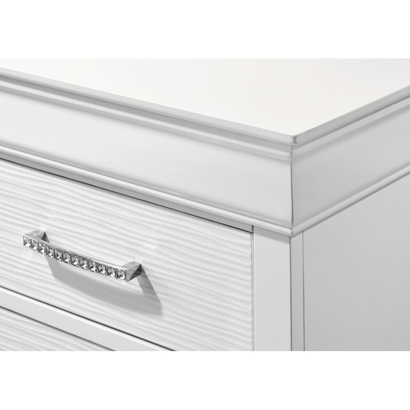 Table de chevet à 2 tiroirs de style moderne - fabriquée en bois pour une conception de chambre propre et intemporelle, Blanc