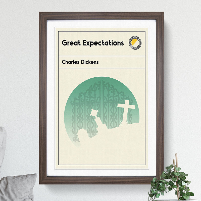 Book Cover Great Expectations Charles Dickens - Picture Frame Graphic Art, Walnut, 65cm H x 48cm W x 2cm D