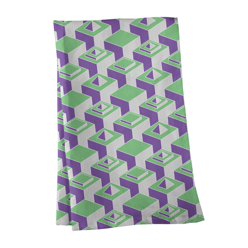 Patricia Geoffrey Tea Towel Kitchen Towel, Green/Purple/Gray, Poly Twill