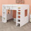 Lit mezzanine en bois avec armoires de rangement et tablettes-358501114