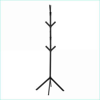 Coat Racks, Modern Industrial Free Standing 4-Tier 8 Hooks 70"H Entryway Hall Tree | Black | Metal