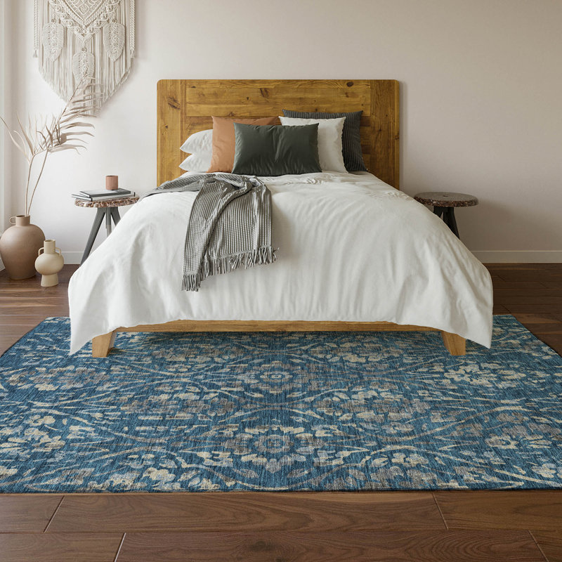 Premium Machine Washable Prisco Blue Rug, Rectangle 10' x 14'