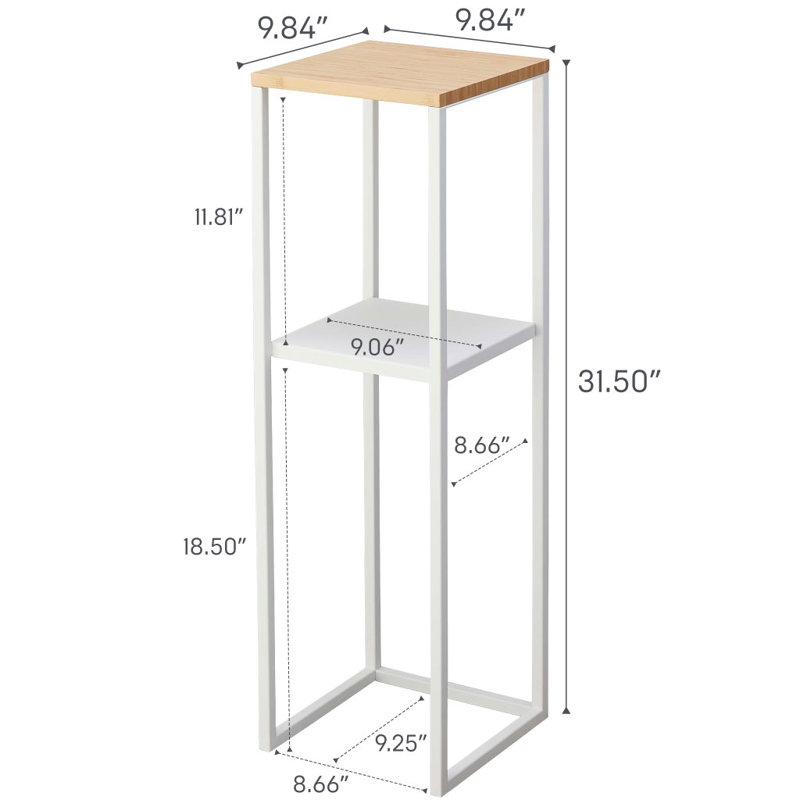 Solid Wood Pedestal End Table with Storage, Ash