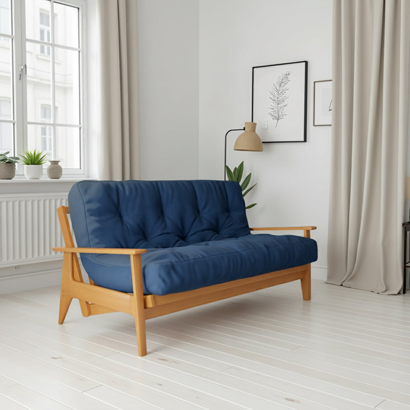 Lipson Futon Sofa Bed Foam Mattress CertiPUR-US Certified, No Frame, Full, Navy, 8"