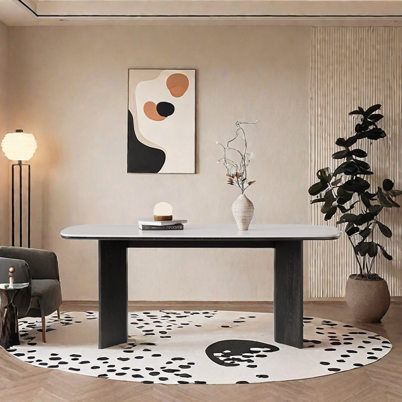 Wandalene Ash Solid Wood Base Dining Table, 29.52"H x 55.11"L x 31.49"W