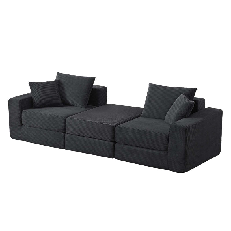 Canapé modulaire Cloud avec installation sans assemblage et conception peu encombrante, Tissu - gris foncé