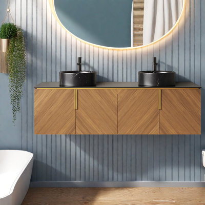 Ensemble de meuble-lavabo et de meuble-lavabo mural moderne, fabrication en contreplaqué durable