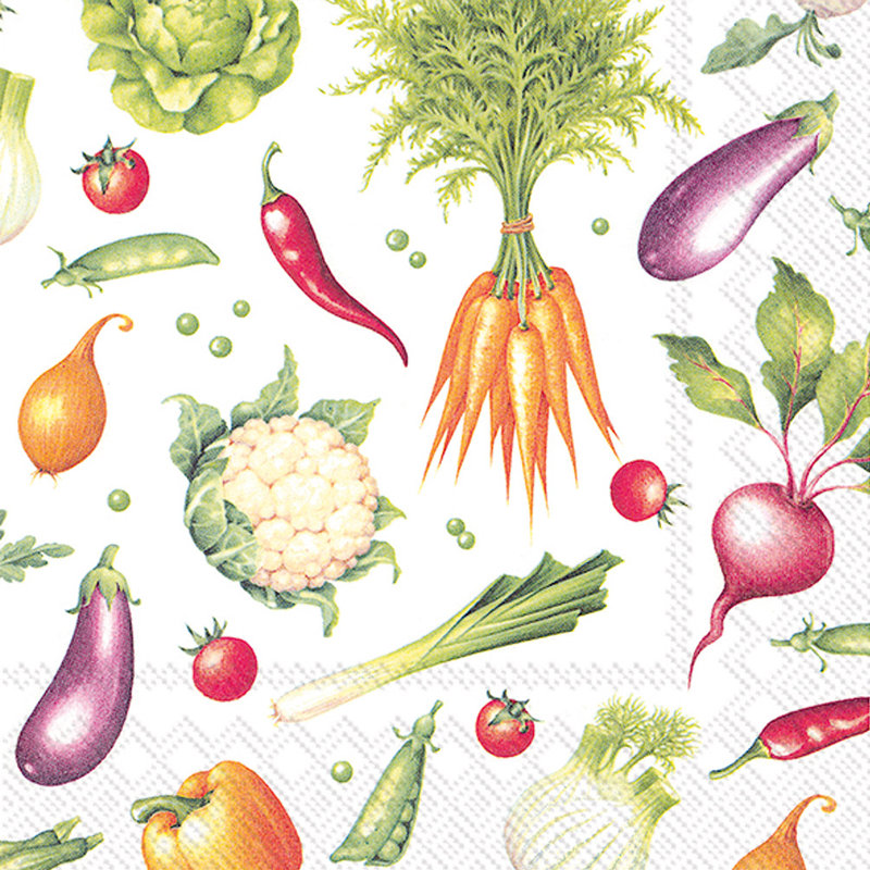 Serviettes de table jetables en papier Veggies Basic