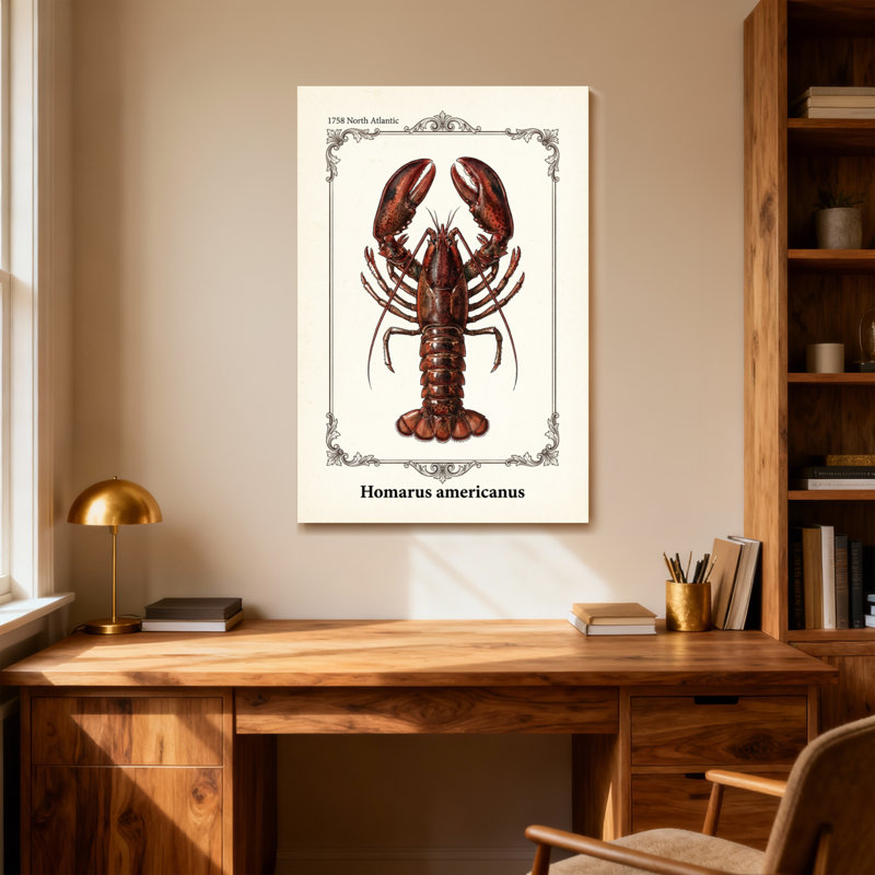 Animaux, homard, illustration, nord, Homare, américain, cadre rétro, H 18 po x l 12 po