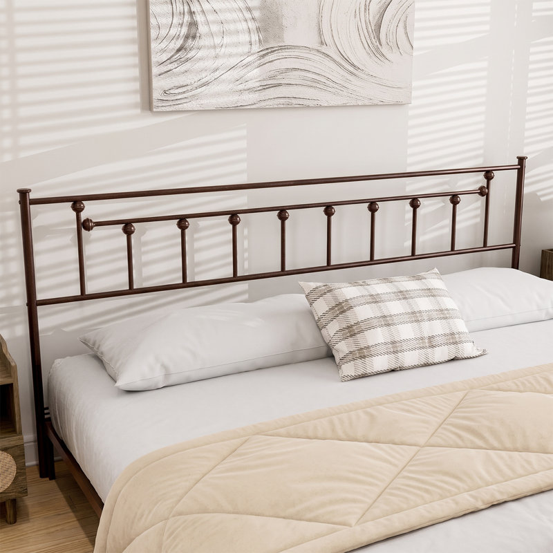 Metal California King Size Headboard, Adjustable Height, California King Headboard Only for Bedroom, Rustic Farmhouse Style, Attach Frame, Easy Assembly, Brown