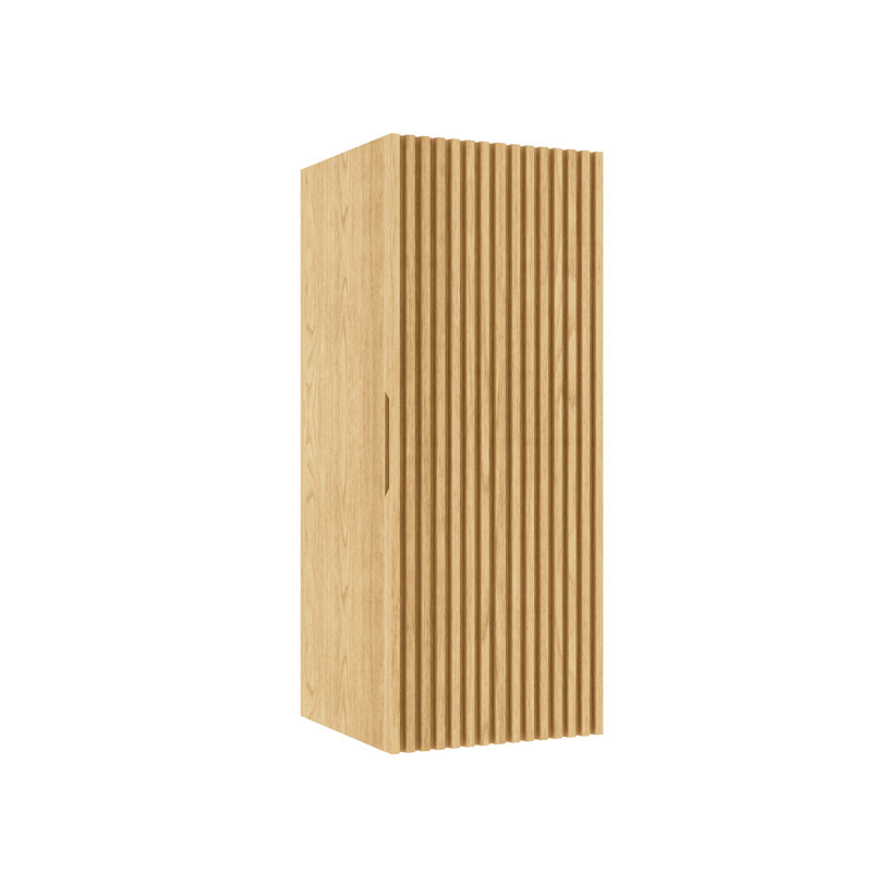 BOI 12" Corolla Oak Floating Bathroom Vanity Side Cabinet, Single Door & Shelf, Perfect for BRON Vanity