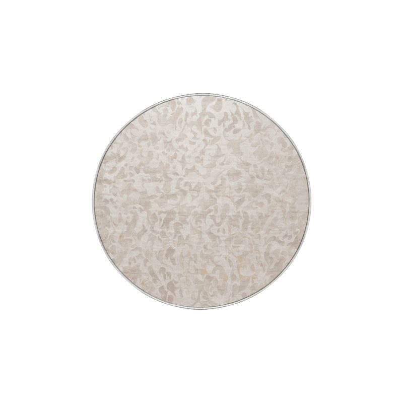 Tapis beige soyeux et moelleux, Rond 8 pi