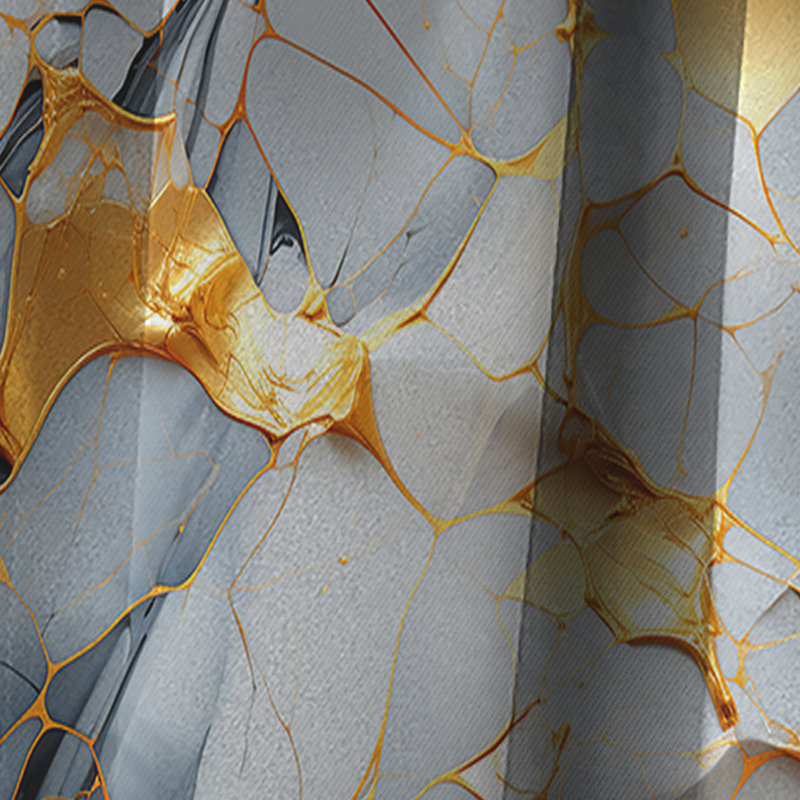 Opulence en marbre doré doré et blanc de luxe - Rideau occultant en marbre abstrait - 1 panneaux, L 52 po x L 120 po