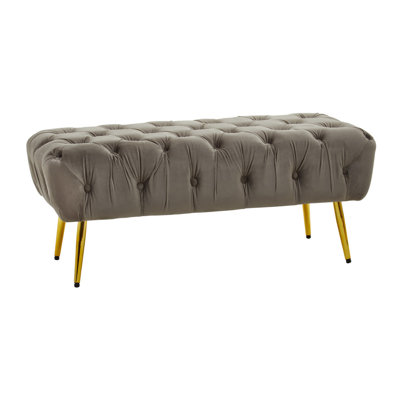 Galina 104cm Wide Velvet Tufted Rectangle Solid Colour Footstool Ottoman