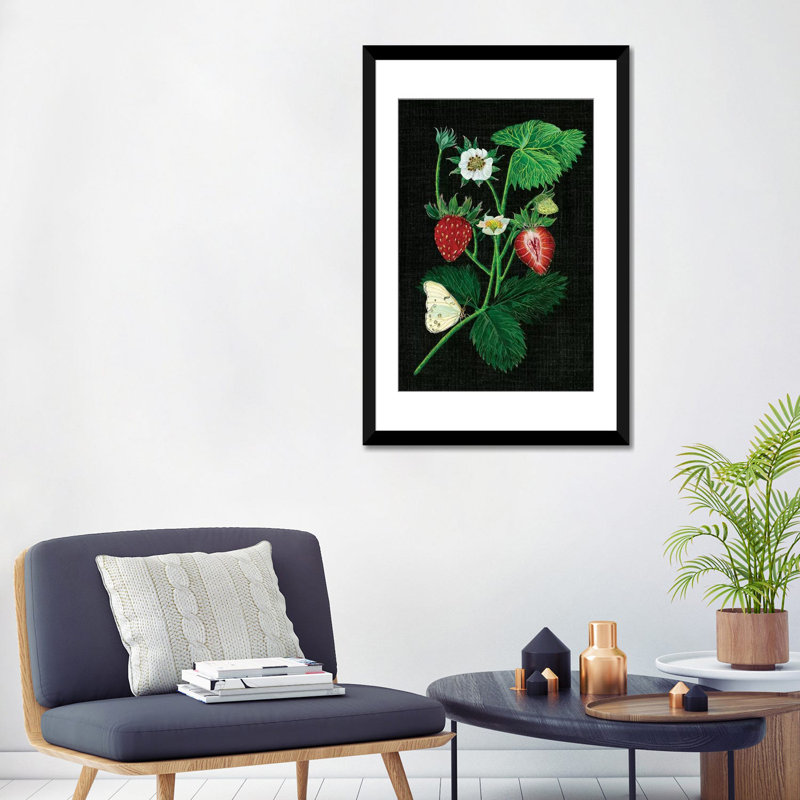 « fraise fields i », impression sur toile, Papier d'art encadré noir, H 24 po x l 16 po x P 1 po, Blanc