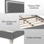 Grand lit plateforme tapissier gris en velours - Design moderne avec lumières DEL et tête de lit capitonnée | Confortable et élégant, aucun sommier n'est requis