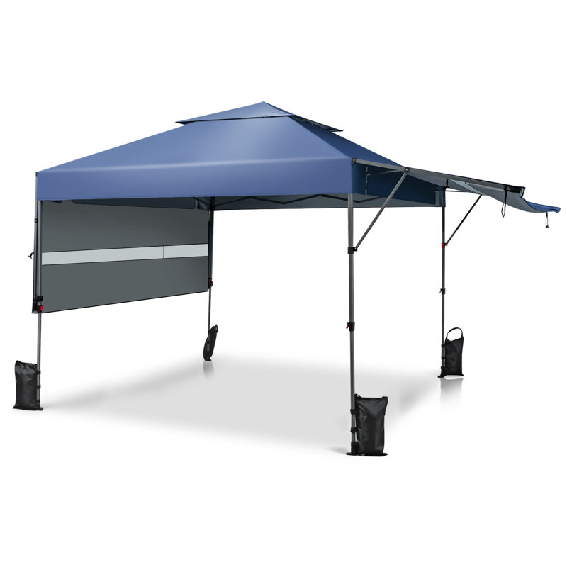 Costway L 10 pi. D Auvent escamotable en métal, Bleu