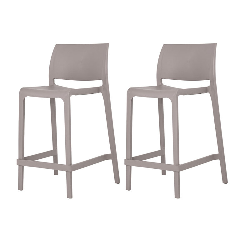 Sensilla Stackable Low Back Counter Stool, Taupe