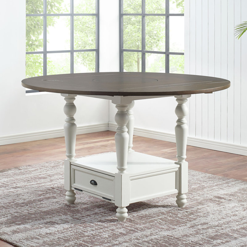 Heppman Extendable Acacia Round Solid Wood Base Dining Table