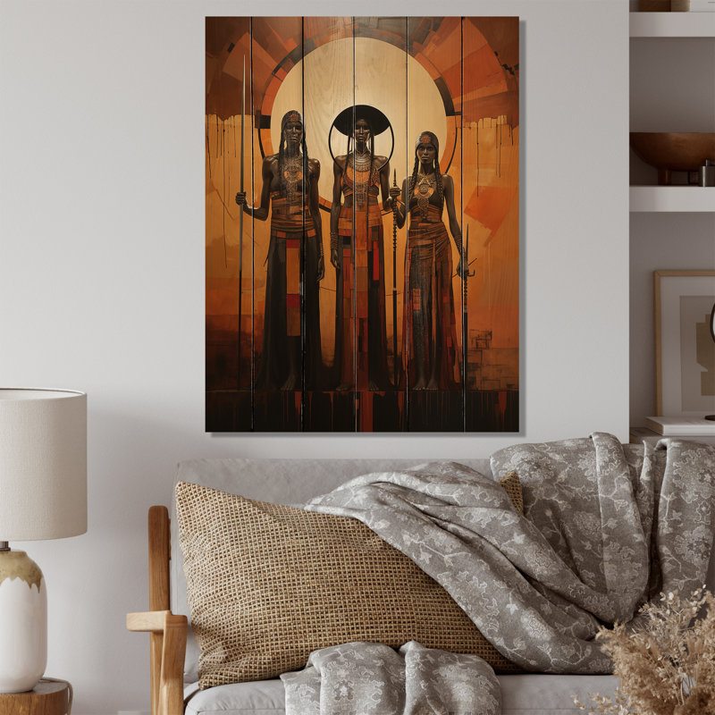 Art tribal amérindien, vision tribale I sur bois, H 32 po x l 24 po x P 0,78 po
