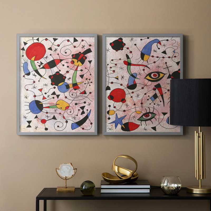«Miro Memoirs I», reproduction encadrée de qualité supérieure - prête à être accrochée - aucun clou requis - aucun clou requis