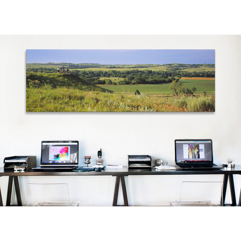 Kansas, reproduction de photo sur toile panoramique trois vtt sur une hill, H 24 po x l 72 po x P 1,5 po, Toile tendue