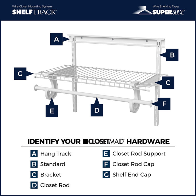 ClosetMaid SuperSlide Wire Shelf Kit, 48W x 12D x 6H in