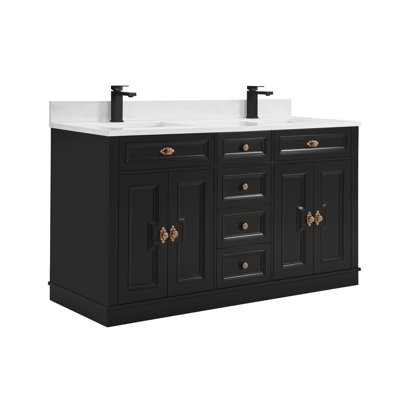 60" Solid Wood Sink Vanity With 1" Artificial Stone Top