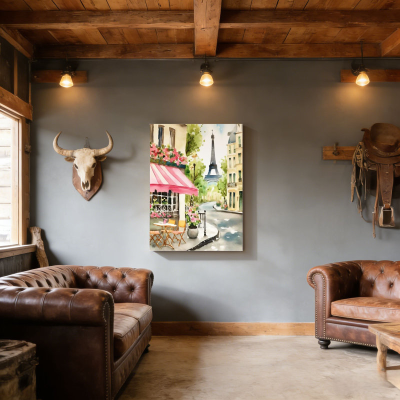 «Cafe Eiffel Tower», art mural à cadre en bois à l'arrière, 30 L x 20 l