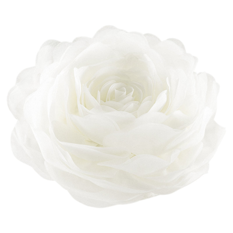 Simulation Rose Flower Throw Pillow Decorative Round Floral Accent Pillow Cover & Insert, White, 12" x 12"