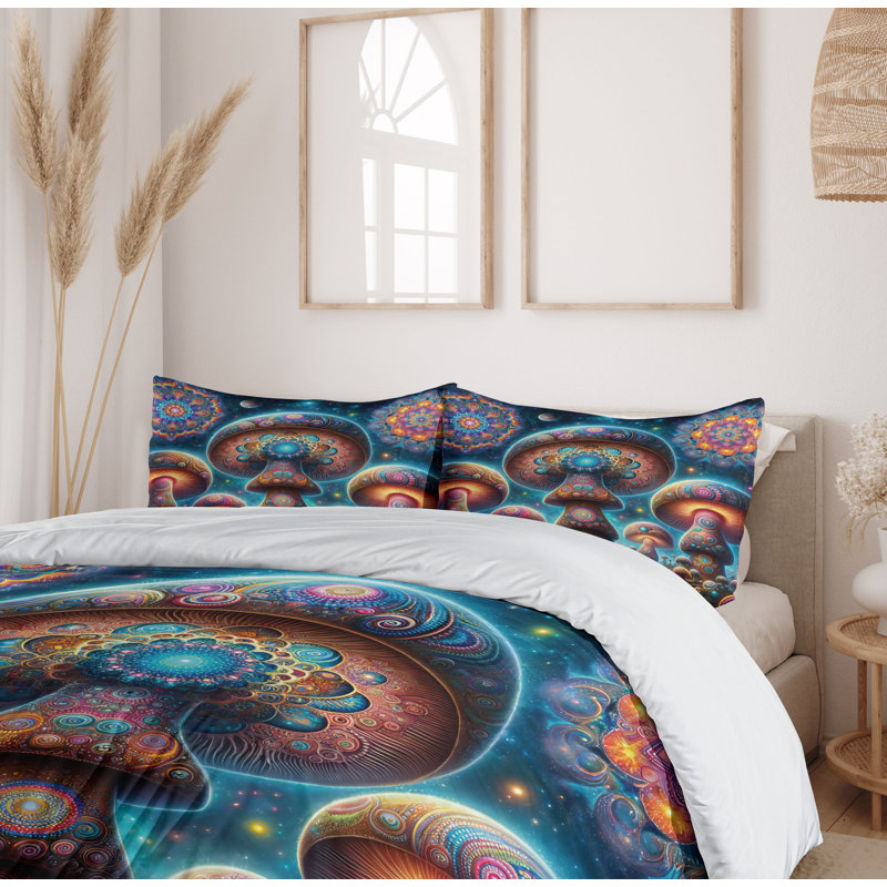 Mushroom Duvet Cover, Queen Duvet Cover + 2 Standard Shams