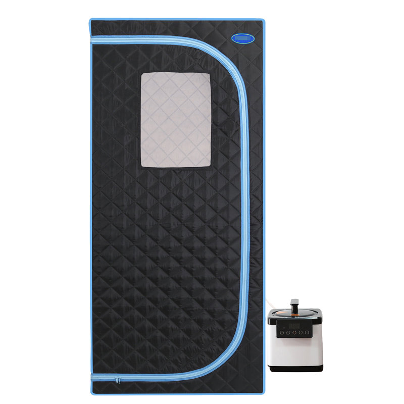 Portable Full Size Steam Tent - Spa, Detox, Therapy, Relaxation At Home Black With Blue Binding Detox 360 Nozzles 9.1Kg Gross Weight
