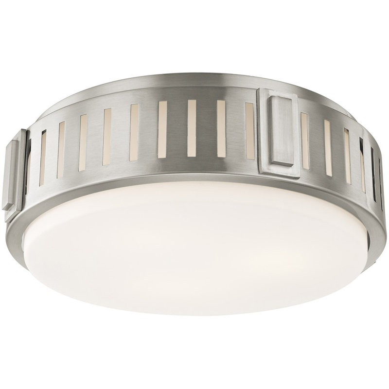 Plafonnier encastré en verre Burell, Nickel brossé