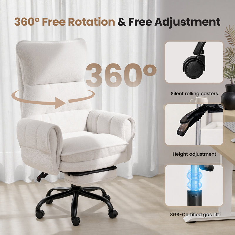 Big and Tall Office Chair, Flip Armrests for Pets & Cross Legged Sitting, Executive Ergonomic Computer Gaming Chair with Foot Rest