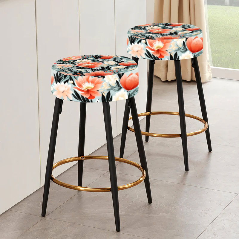Multicolor Tribal Fusion Floral Pattern II - Floral Bar Stools Set Of 2
