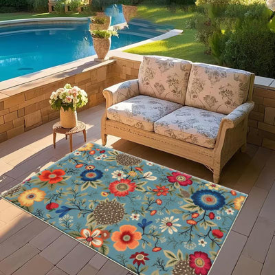 Tapis floral, doux et léger, adapté à toutes les saisons, facile à entretenir et facile à nettoyer, tapis de tapis lavable à la machine, convient au salon, à la chambre à coucher, à la salle à manger, au balcon, au patio, à la décoration intérieure, à la décoration extérieure