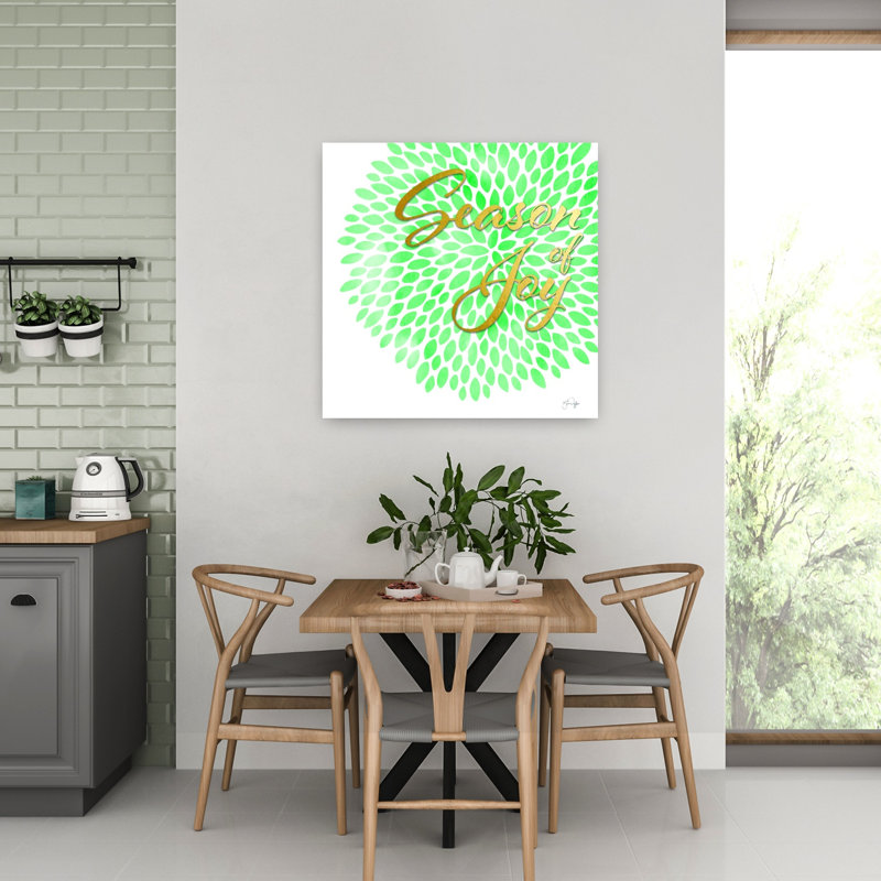 «Season Of Joy», art abstrait contemporain hivernal, H 32 po x l 32 po