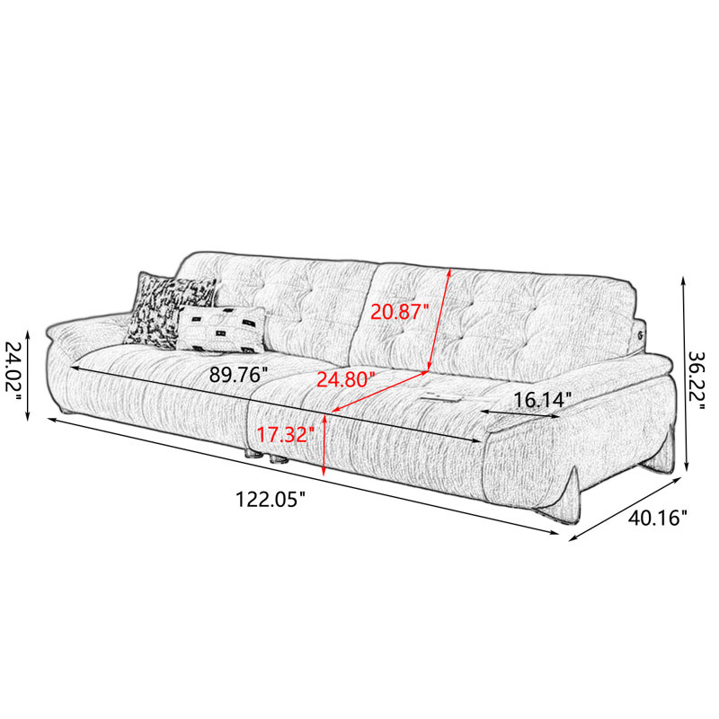 Canapé modulaire Chenille, H 36,22 po x l 122,05 po x P 40,16 po, Kaki