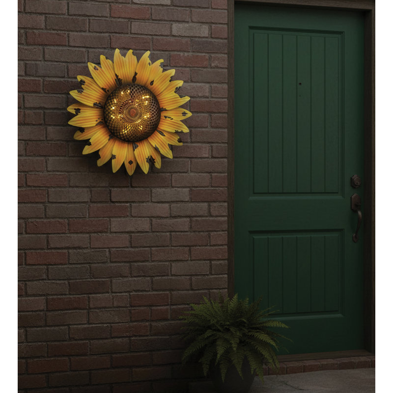 Décoration murale tournesol solaire 13 pouces standard en métal et solaire pour l'extérieur