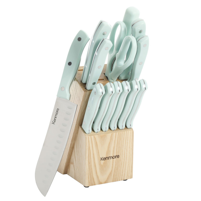 Ensemble de couteaux en acier inoxydable 14 pièces Kenmore, Turquoise