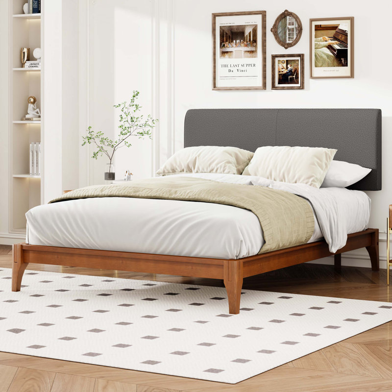 Tête de lit tapissier Bamboo Bec, Grand lit, Gris