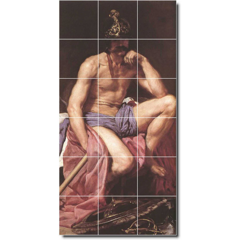 Carreau de céramique décorative 36 po x 72 po 12 po x 12 po, Diego Velazquez, peinture de mythologie W09086