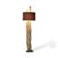 Café + brun + coton noir et lin + lampes sur pied de forme libre en bois massif